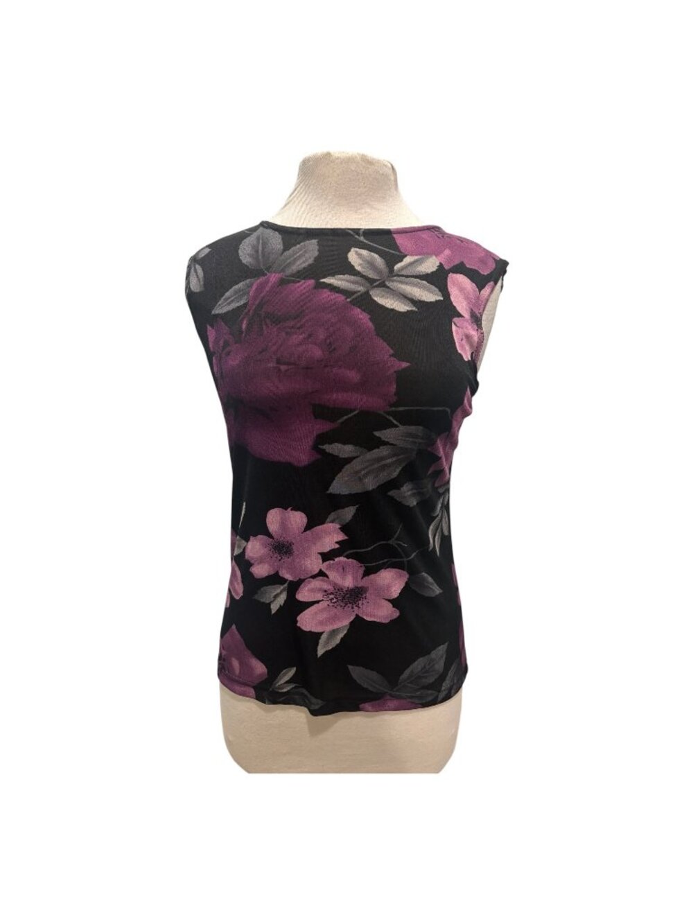 Romantic Dark Floral Sleeveless Top Purple Rose Print Fairycore Whimsygoth Women - Picture 2 of 9